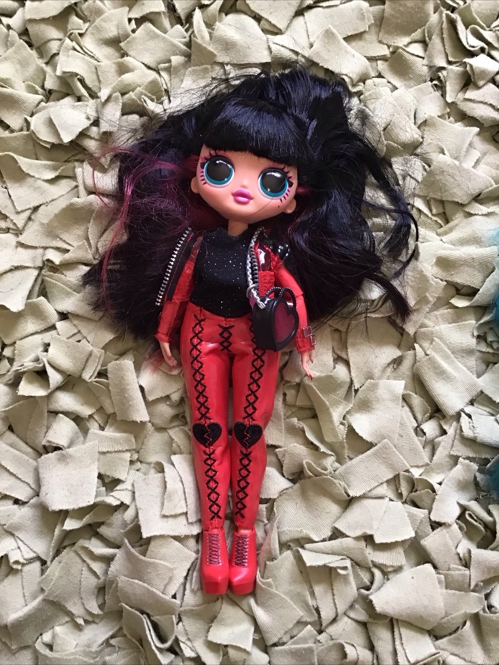 L.O.L. Surprise! Black-Haired Doll in Red Heart Lace Ensemble